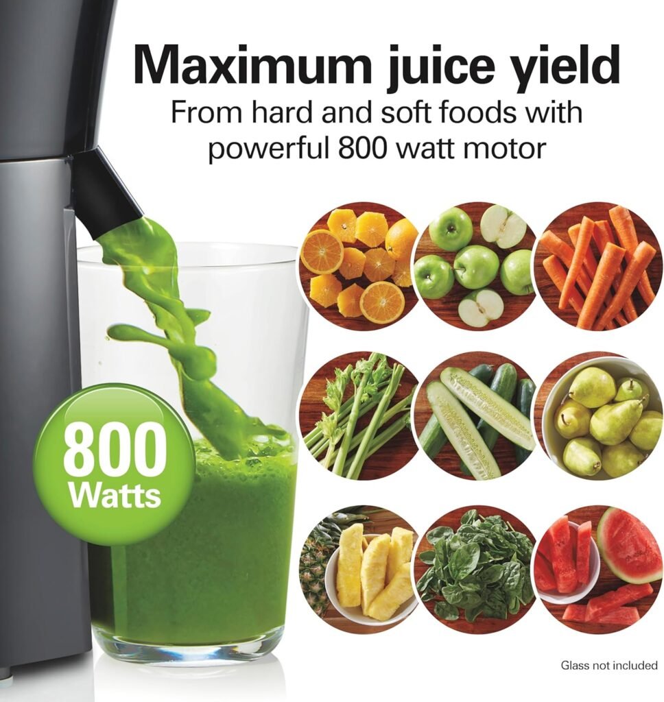 Hamilton Beach Juicer Machine, Big Mouth Large 3” Feed Chute for Whole Fruits and Vegetables, Easy to Clean, Centrifugal Extractor, BPA Free, 800W Motor, Black