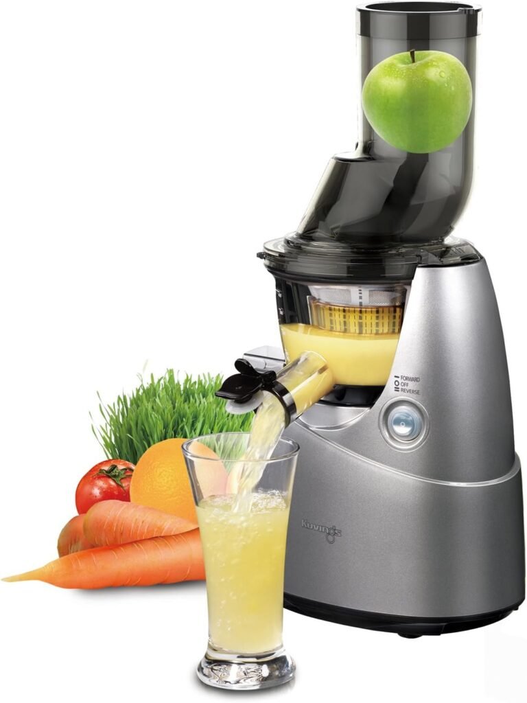 Kuvings Whole Slow Juicer B6000S - Higher Nutrients and Vitamins, BPA-Free Components, Easy to Clean, Ultra Efficient 240W, 60RPMs, Includes Blank Strainer-Silver 17.5 X 10.06 X 14