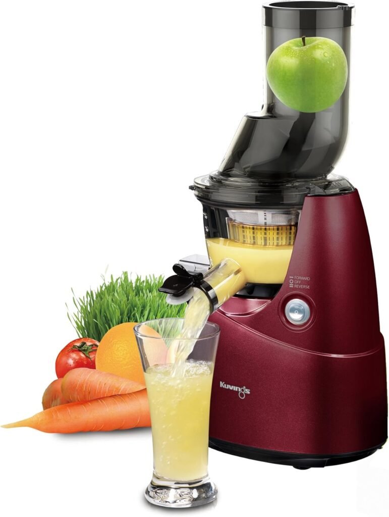 Kuvings Whole Slow Juicer B6000S - Higher Nutrients and Vitamins, BPA-Free Components, Easy to Clean, Ultra Efficient 240W, 60RPMs, Includes Blank Strainer-Silver 17.5 X 10.06 X 14