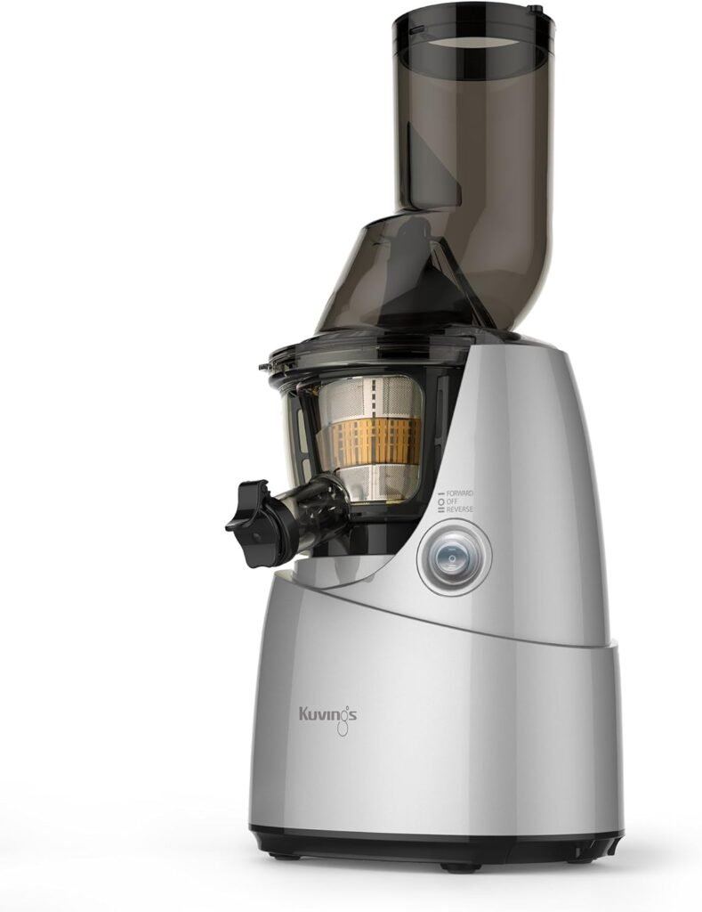 Kuvings Whole Slow Juicer B6000S - Higher Nutrients and Vitamins, BPA-Free Components, Easy to Clean, Ultra Efficient 240W, 60RPMs, Includes Blank Strainer-Silver 17.5 X 10.06 X 14